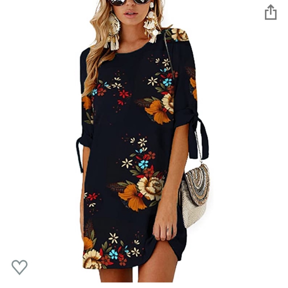 Dress Round Neck Random Floral Print